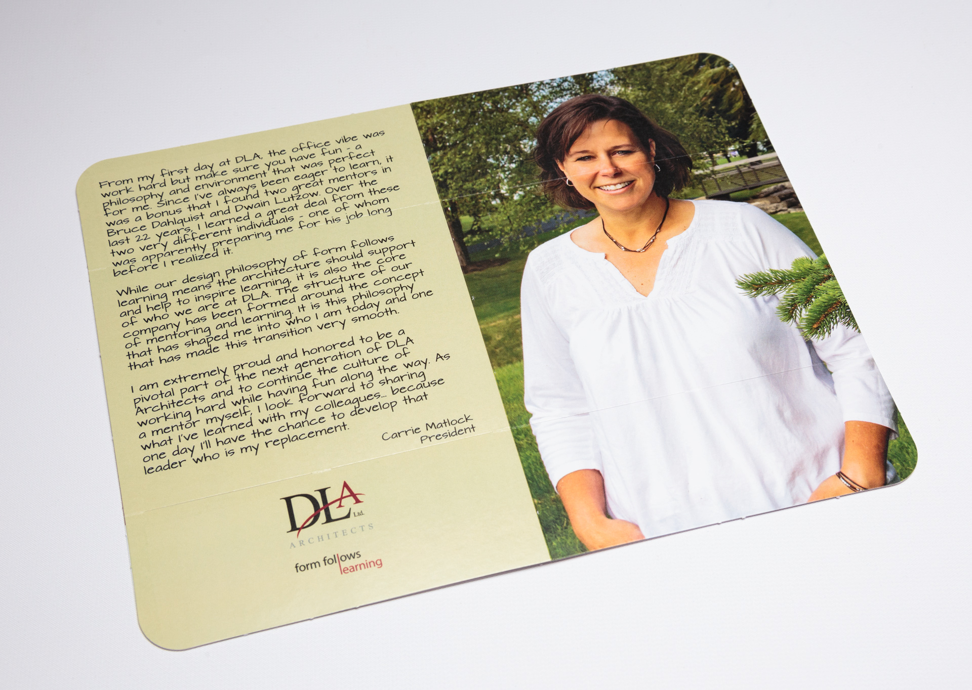 DLA Architects Shares Leadership Changes With Tablet Flapper Mailer
