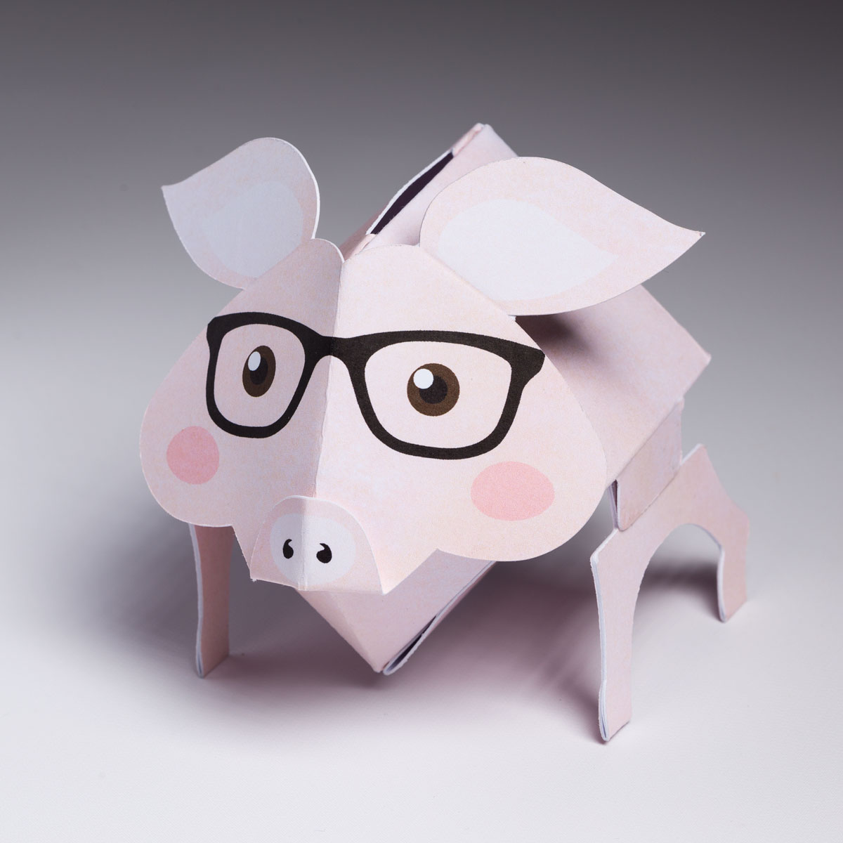 Pop Up Pink Pig with Black Glasses with Piggy Bank Hole 