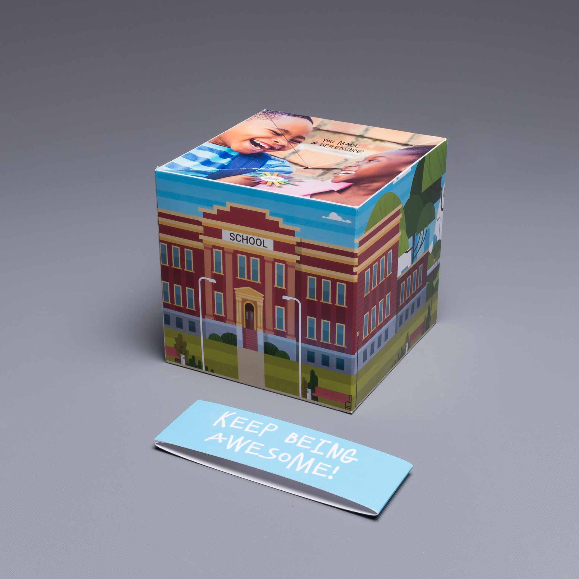 LookForTheGoodProject.Org uses the 4.25" Pop Up Cube for a Non-Profit Campaign