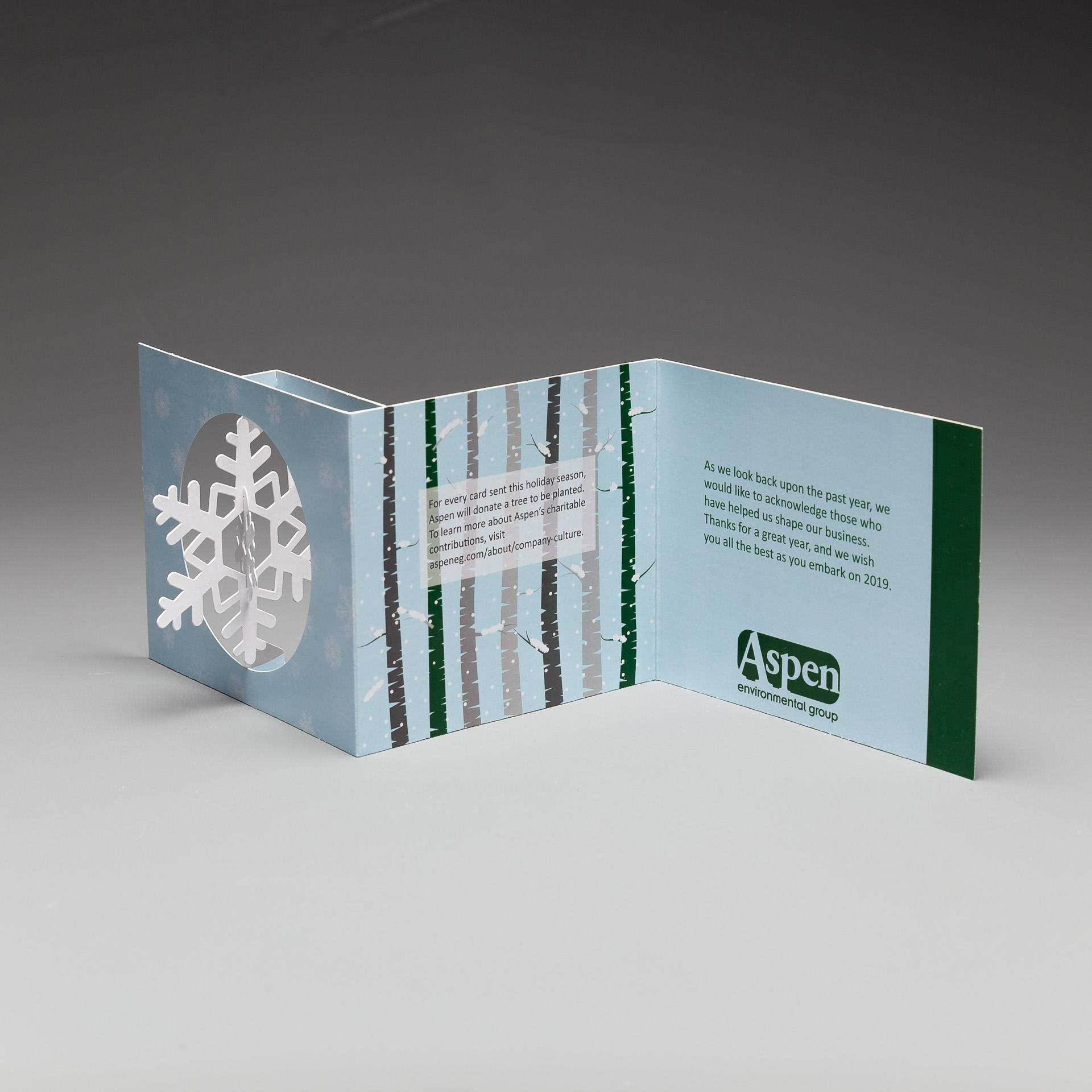 Send holiday greetings that last with our fully custom snowflake spinner holiday cards