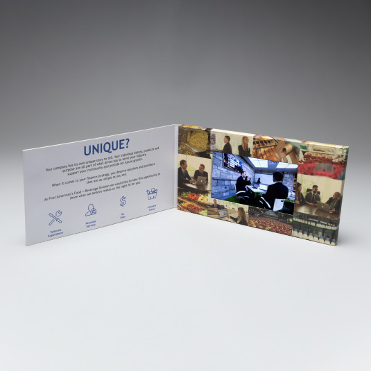 One of our most creative print designs, Our Video Mailer is sure to keep your message top of mind